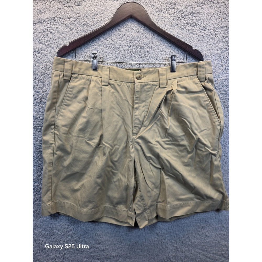 Eddie Bauer Mens Pleated Twill Chino Golf Shorts Beige Size 38